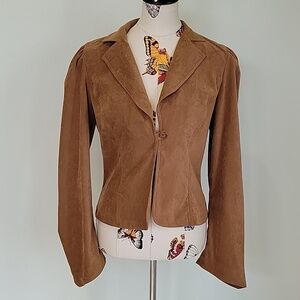 LA BELLE vintage brown suede like jacket coat.  Puffed sleeve.